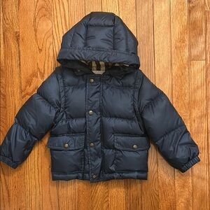 Authentic Burberry Navy Puffer Jacket and Vest with Hood-3Y